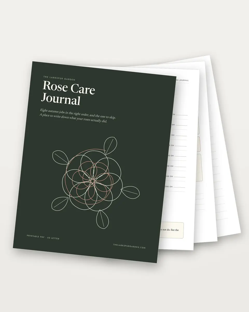 Rose Care Journal: cover and inside pages laid out together
